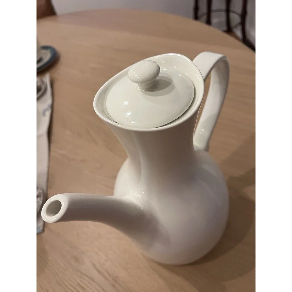 Vintage HALL Ernest Sohn Coffee/Tea Serving Pot Decanter 11.5” White Mid Century